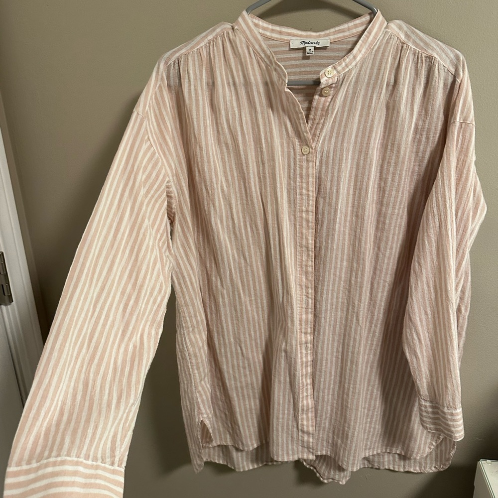 Madewell pink & white button down